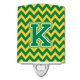 thumbnail image 1 of "Treasures Letter K Chevron Luz nocturna de cerámica verde y dorada, 6x4, multicolor" Caroline's Treasures CJ1059-KCNL, 1 of 1