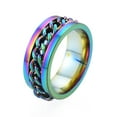 thumbnail image 2 of 201 Stainless Steel Curb Chain Finger Ring for Women Rainbow color Inner Diameter: 17mm, 2 of 2