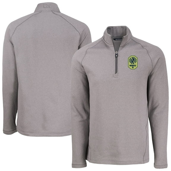 Men's Cutter & Buck Heather Gray Nashville SC Peshastin Eco Fleece Recycled Raglan Half-Zip Top