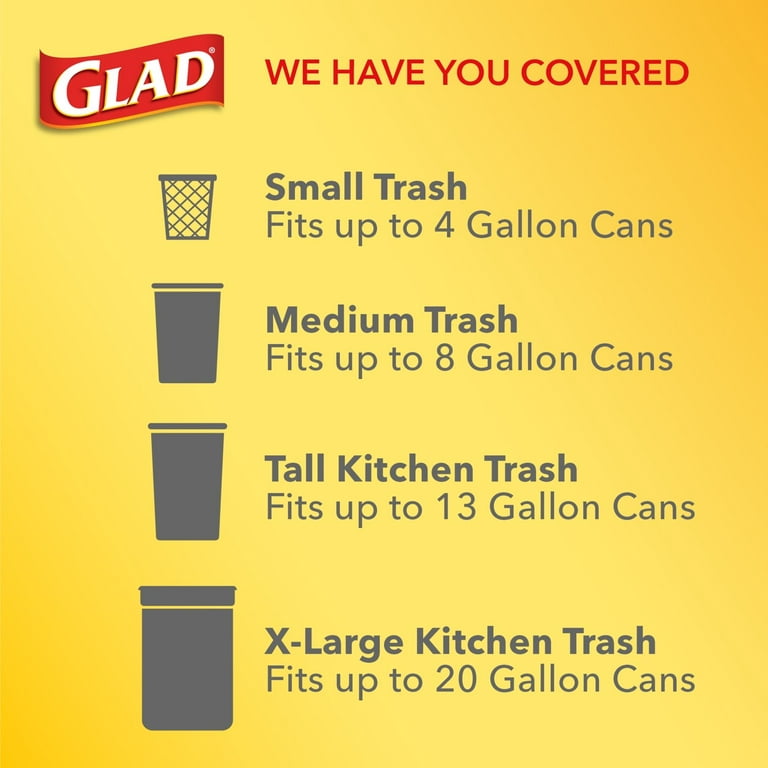 Glad XL X-Large Kitchen Plastic Drawstring Trash Bags 20 Gal Grey Trash Bag