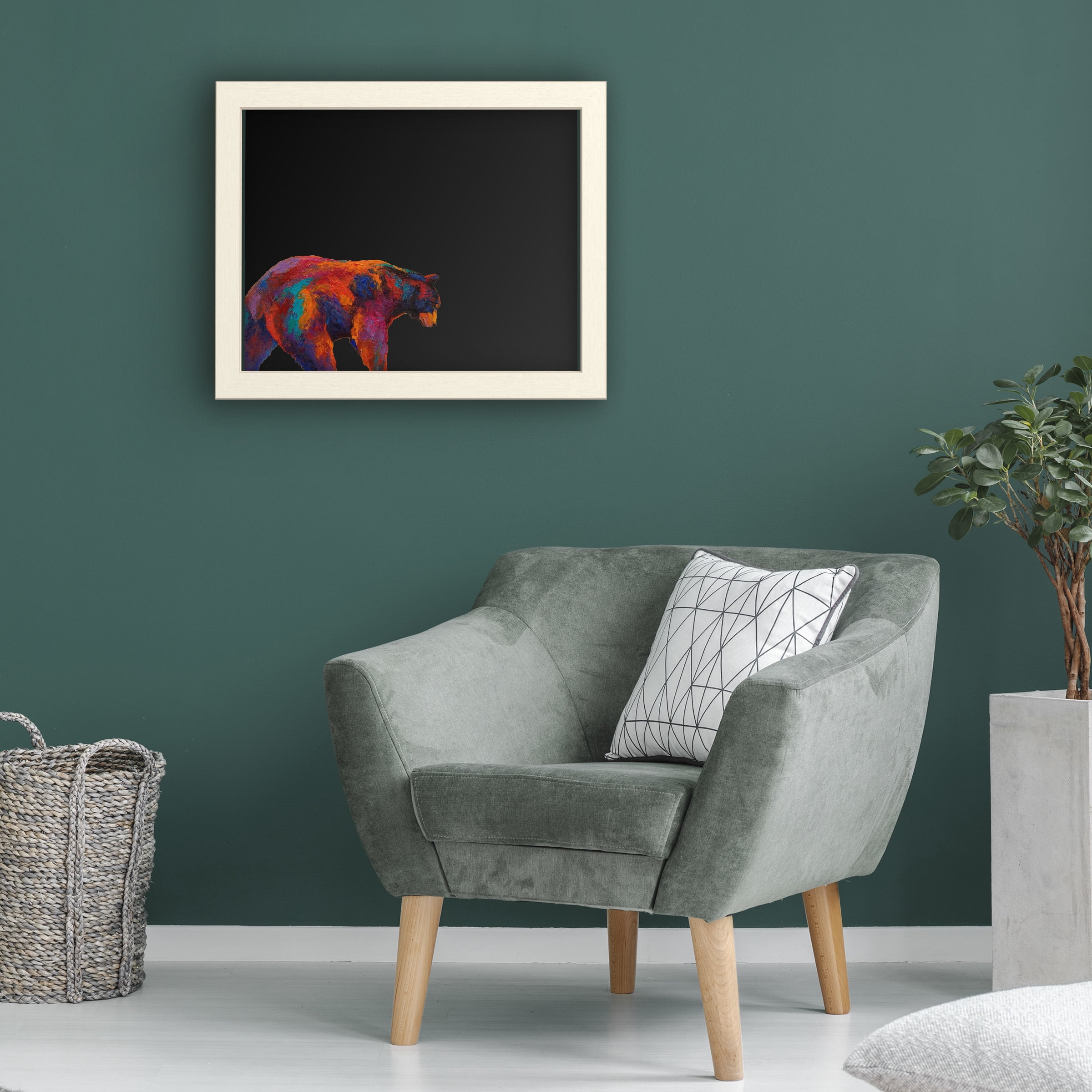 Functional Chalkboard with Printed Artwork - Marion Rose 'Daily Rounds Black Bear' Chalk Board Wall Sign - Ready to Hang
