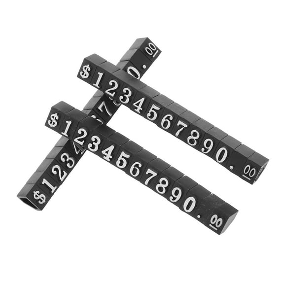 Kit de 3 etiquetas adhesivas para exhibir precios, con forma de cubo, con números y letras, para joyería, tiendas minoristas y letreros de precios, color plateado