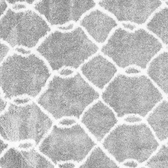Ahgly Company Indoor Square Trellis Gray Modern Area Rugs, 4' Square