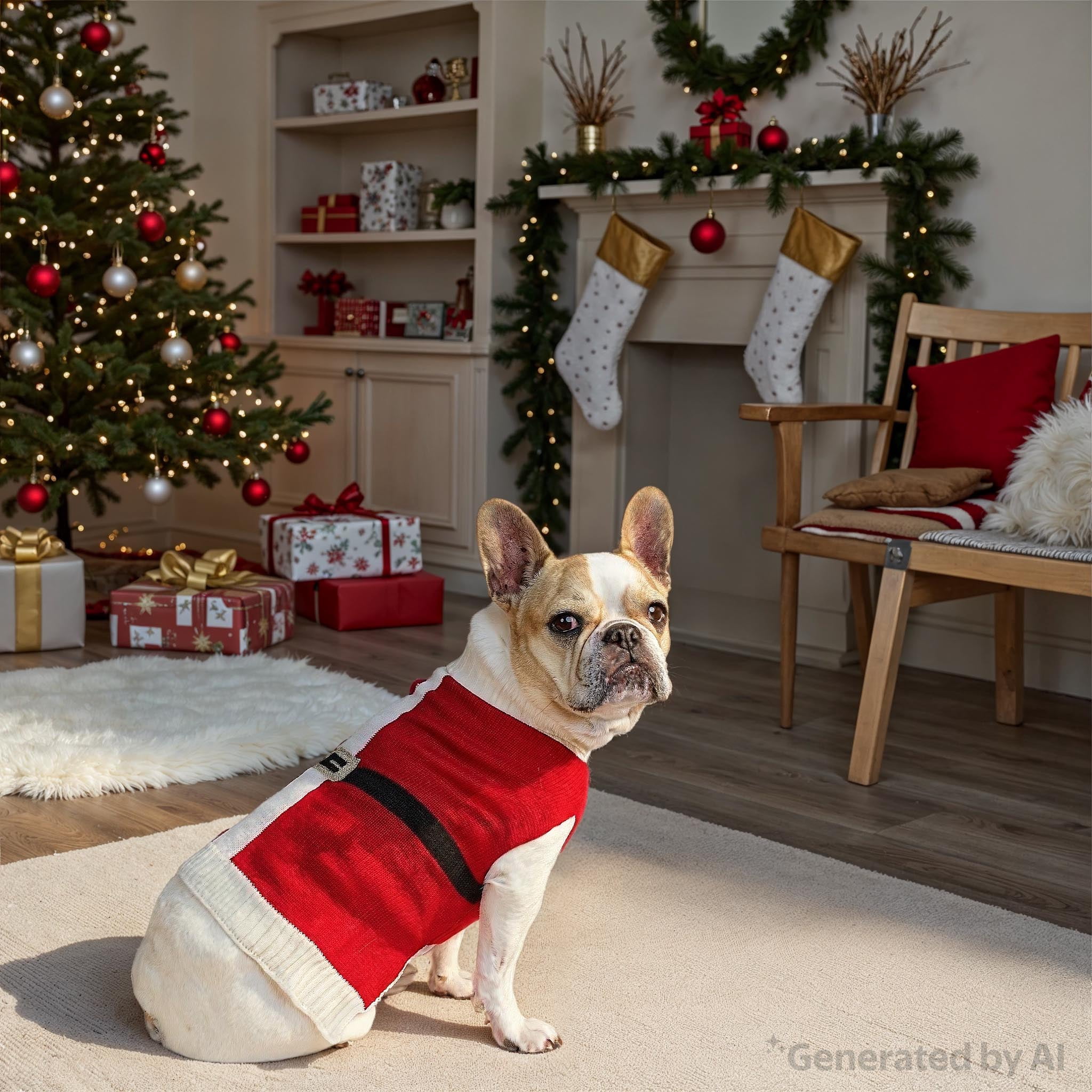 Vibrant Life Holiday Pet Sweater for Cats & Dogs, Santa, Red, Small
