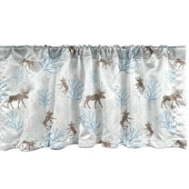 Ambesonne Christmas Window Valance, Winter Retro Forest, 42" x 12", Brown Blue
