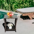 thumbnail image 5 of EasingRoom Outdoor Wicker Side Table with Glass Top, Ptaio Wicker Furniture, Outdoor End Table, Sturdy Frame and Weather Resistant, 5 of 7