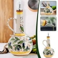 thumbnail image 3 of Italian Ceramic Olive Oil Dispenser Bottle 23oz, Elegant Hand Painted Olive Oil Cruet Bottle Dispenser, Decorative Stoneware Olive Oil Cruet for Kitchen with Stainless Steel Spout for Oils, Sauces, 3 of 9