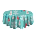 thumbnail image 5 of Turquoise Christmas Tree Pattern Round Tablecloth 60"x60",Wrinkle Wipeable Table Cloth for Kitchen Dining Room Picnic Patio Party, 5 of 6