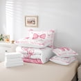 thumbnail image 6 of Homewish Watercolor Bow Bedding Comforter Set 7pcs for Cute Girls, Pink Star Butterfly Queen Bedding Sets, Princess Bowtie Queen Sheet Sets, Super Cozy Room Decor, 6 of 8