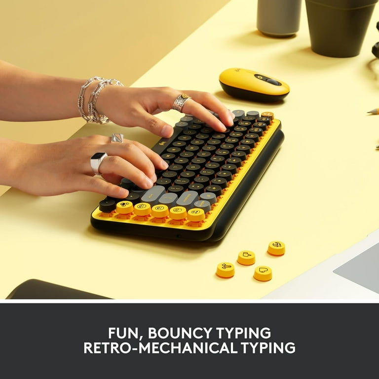 Mouse & Keys POP Logitech イエローセット KEYS POP logicool Combo Emoji Keyboard Mechanical Wireless キーボード