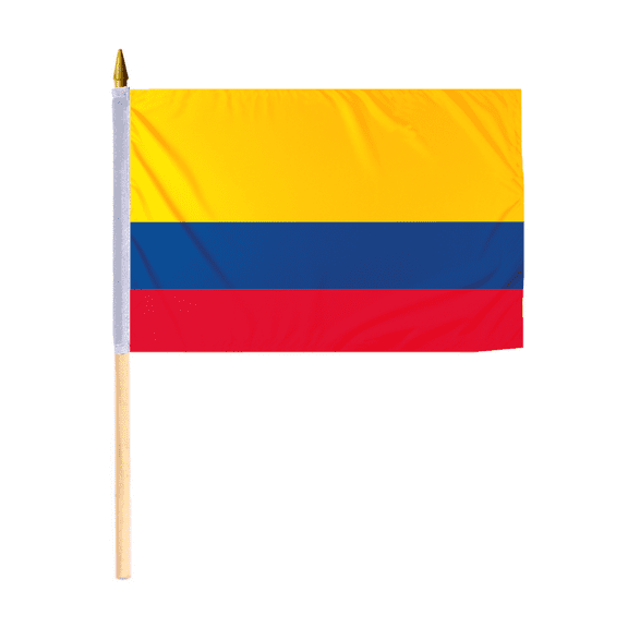 Promopatriot Small Ecuador National Desk Flag 12x18 inch 24" Wood Stick Polyester Double Stitched Edges Mini Ecuador flag on Stick