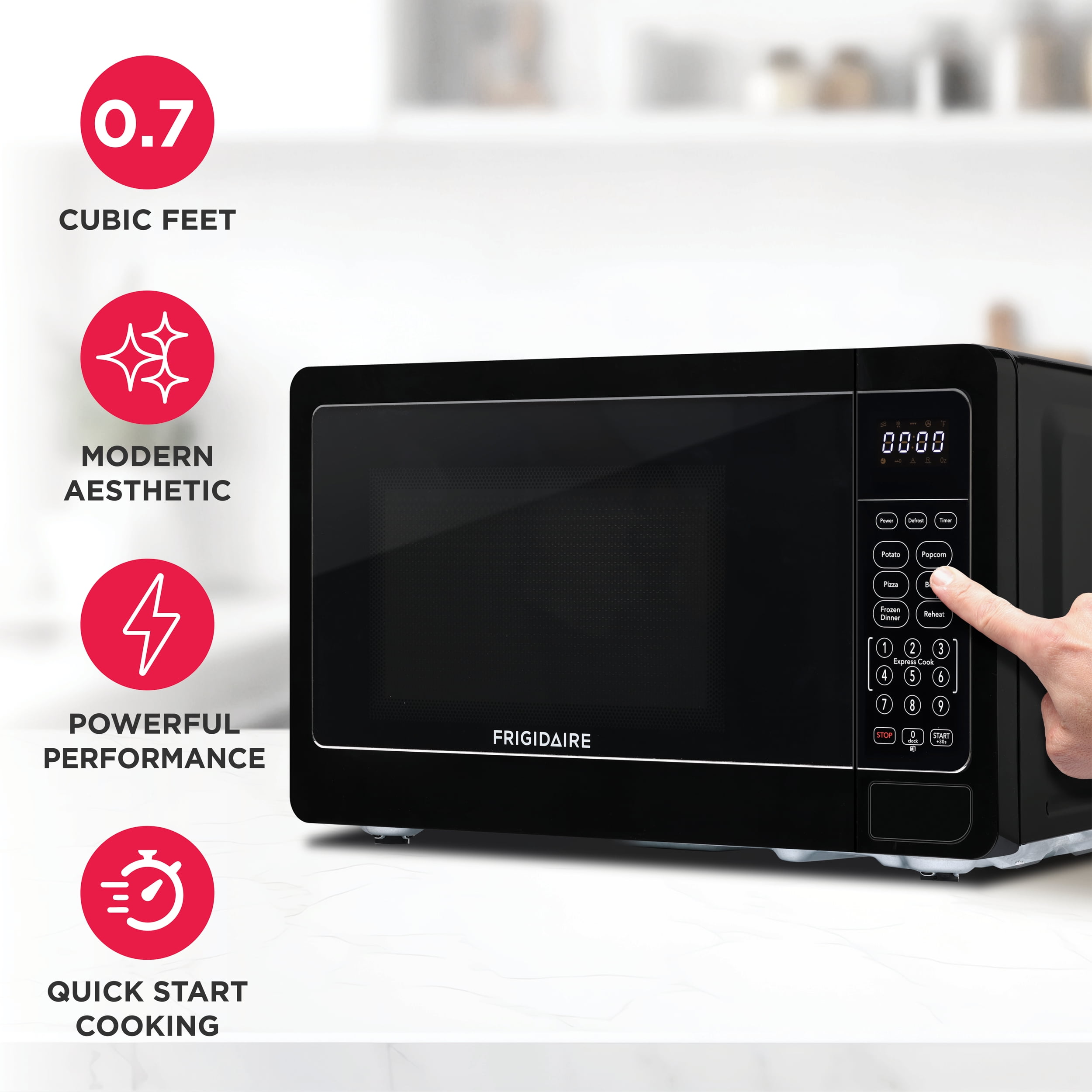 Frigidaire 0.7 Cu. ft. Countertop Microwave Oven, 700 Watt Microwave with 10 Power Levels, Black