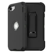 For Apple iPhone SE 2020 Heavy Duty Shockproof Armor Protective Hybrid Case Cover With Clip Black/Black