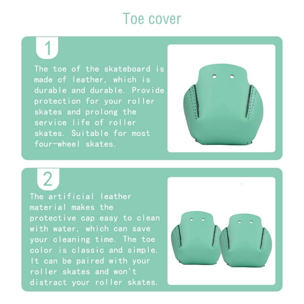 Advancent Paquete de 4 protectores de cuero para la puntera del patín, protectores de patinaje patinar Verde