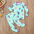 thumbnail image 2 of Toddler Baby Girls Summer Outfits Crew Neck Long Sleeve Cartoon Graphic Print Tops Pants Casual 2 Piece Fall Outfits Size 3-4T, 2 of 4