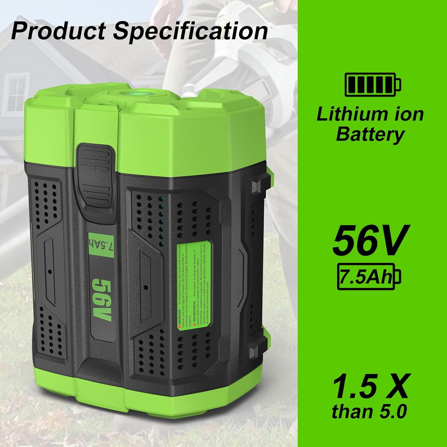56Volt 7.5Ah Lithium Battery Replacement for EGO Battery Compatible with EGO 56V Battery 7500mAh BA4200T BA4200 Compatible with 56V Power Tools Lawn Mower