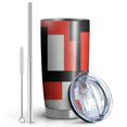 thumbnail image 2 of 20 Oz Red and Black Modern Art Geometric Coffee Tumbler Double Wall Insulated Stainless Steel Water Bottle | Metal Reusable Thermoses Flask with Cup Cap | Leak & Sweat Proof with Anti-Dust Lid, 2 of 7