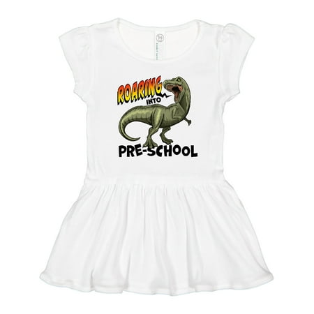 

Inktastic Roaring into Pre-School Tyrannosaurus Rex Gift Toddler Girl Dress