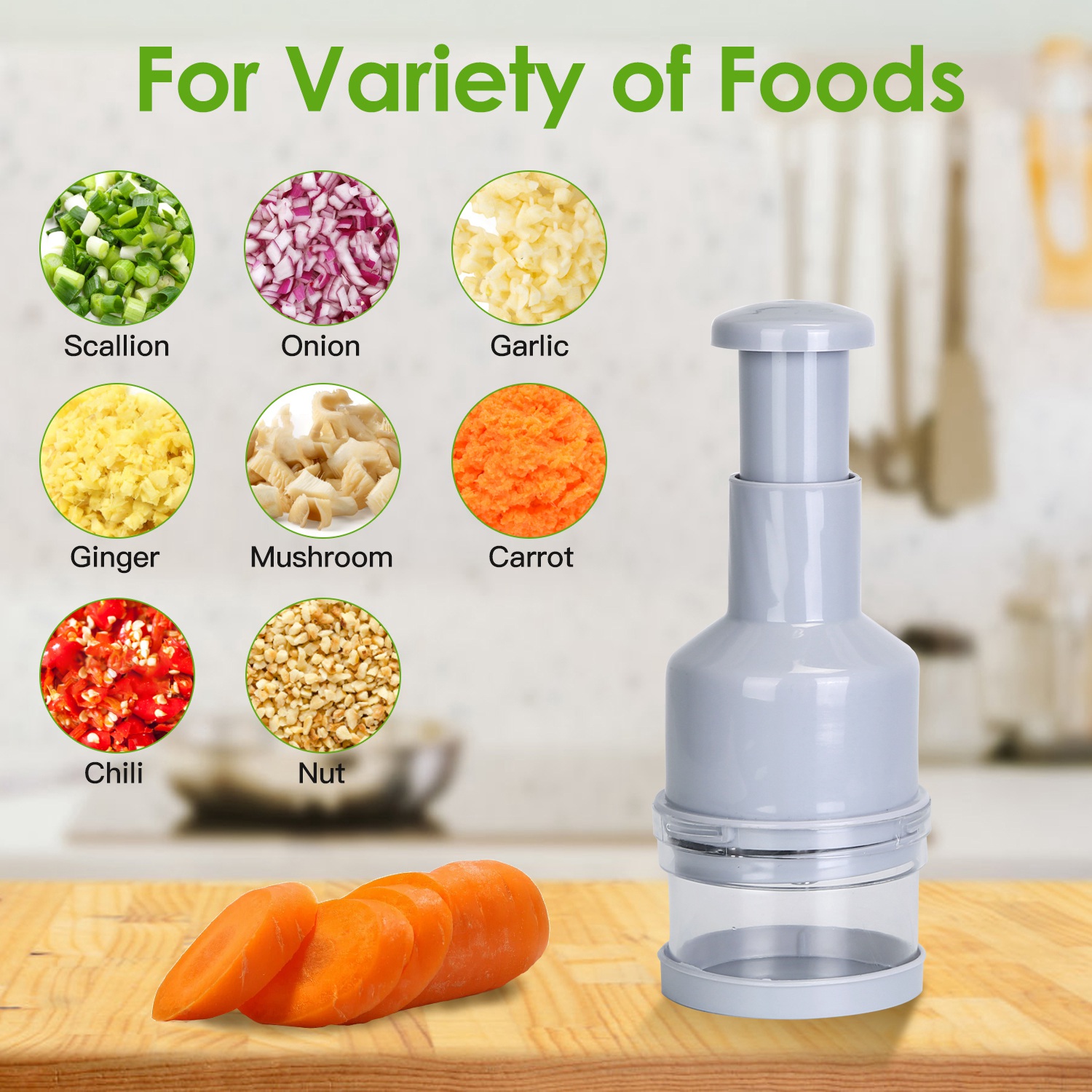 Elegance Hand Multi Chopper – Fruit, Vegetable, Herb, Egg & Garlic Cutter – Easy Clean, Red