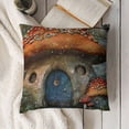 thumbnail image 3 of YINGXI  Fantasy Mushroom Cottage Throw Pillow Cover Colorful Meadow Landscape Plant Forest House Pillow Case Decorative Square Cushion for Home Couch Bed 18x18in, 3 of 5