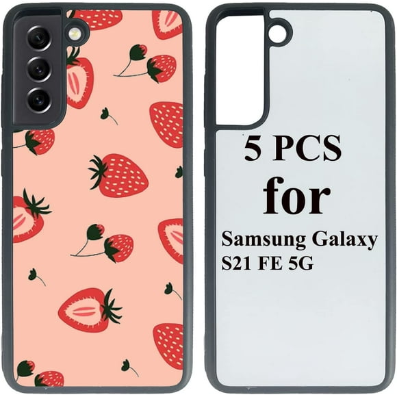 JUSTRY 5PCS Sublimation Blanks Coque de Téléphone Compatible avec Samsung Galaxy S21 FE 5G Cas, 2 en 1 2D Caoutchouc Souple TPU Blanc