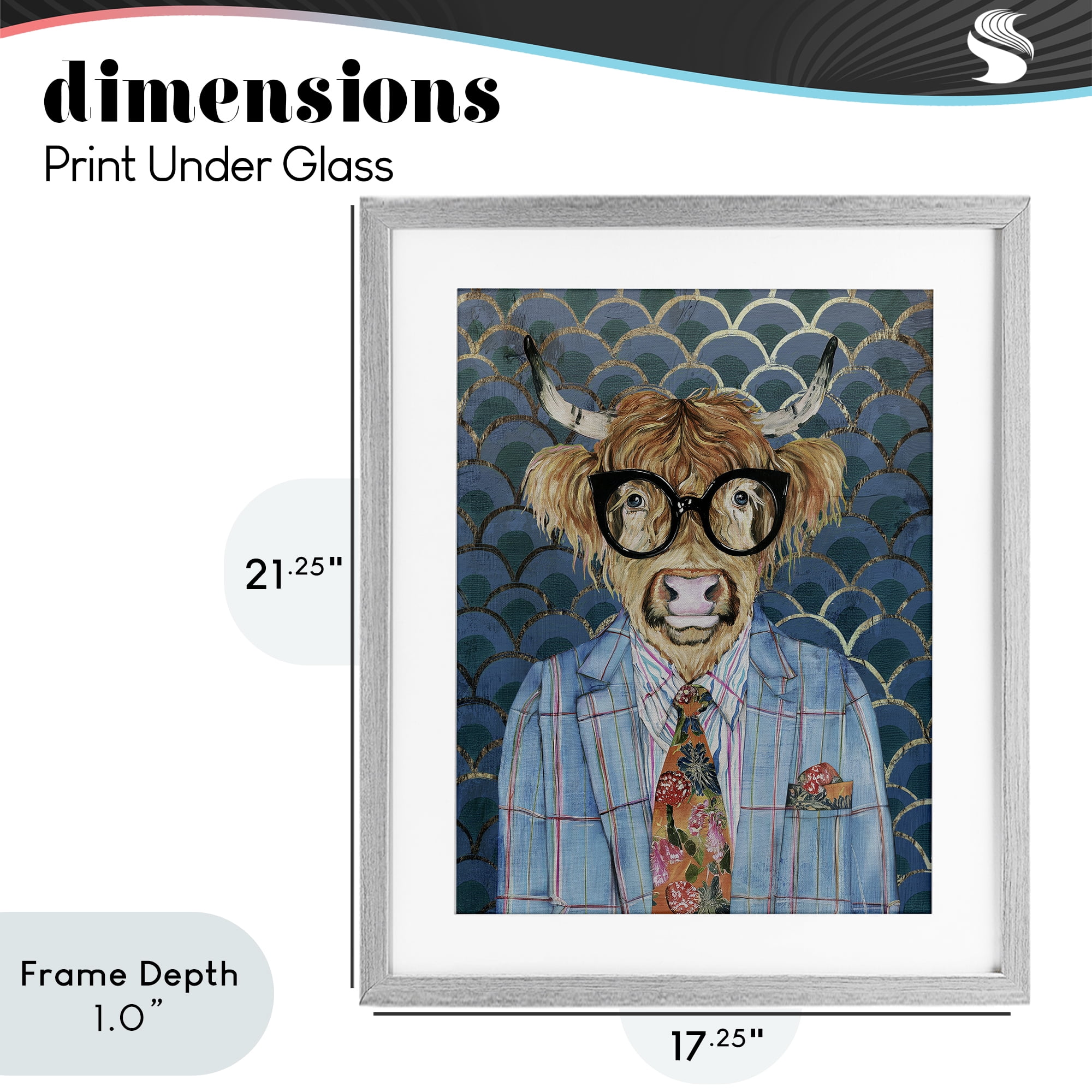 Stupell Industries Cool Highlander Portrait Gray Framed Print Under Glass, design by Svetlana Aleynikova