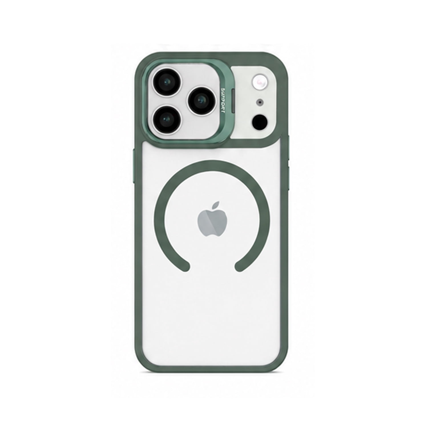 Transparent Magnetic Camera Stand Case for iPhone 17 Pro Max - Dark Green