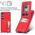thumbnail image 3 of Crossbody Zipper Wallet Case for Samsung Galaxy S24 FE 6.7" with Card Holder, Lanyard Purse Cover [Removable Shoulder Strap] with Kickstand Function for Samsung Galaxy S24 FE Zip-Red, 3 of 18