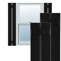 Ekena Millwork 11 1/4"W x 72"H True Fit PVC Two Board Spaced Board-n-Batten Shutters, Black (Per Pair - Hardware Not Included)