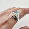 thumbnail image 6 of Oyster Copper Turquoise Mans Ring, Natural Copper Turquoise, Silver Jewelry, 925 Silver Ring, Birthday Gift, Heavy Mens Ring, Simple Heavy Design Ring, Christmas, Plain Mens Signet Ring, 6 of 8