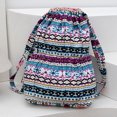 thumbnail image 2 of Women Vintage Drawstring Backpack Ethnic Style Canvas Geometric Patterns Backpack Art Double Shoulder Bag Outdoor Daily Backpack Beige, 2 of 6