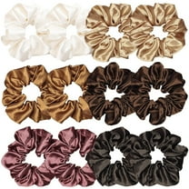 RUseeN Hair Ties Silk Satin Scrunchy, Hair Elastics Bands Ponytail Holder Pack of Neutral Scrubchy Hair Accessories Women Girls