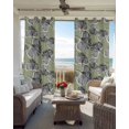 thumbnail image 4 of Grey Leaves Blackout Curtains, Light Blocking Print Window Curtains, Vintage Abstract Art Botanical Sage Green Thermal Insulated Window Drapes for Living Room Kitchen Cafe 2 Panels, 84"W x 84"L, 4 of 9