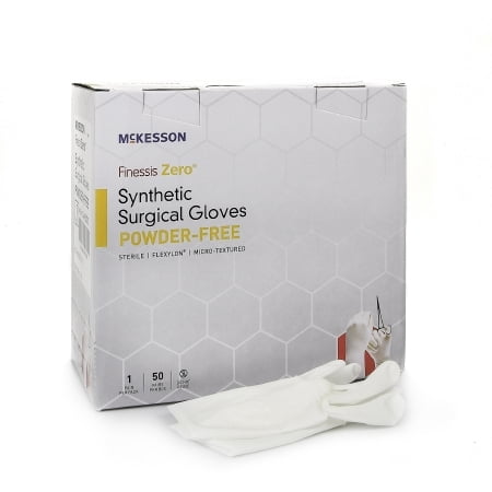 Surgical Glove McKesson Finessis Zero Sterile White Powder Free Flexylon Hand Specific Micro-Textured Chemo Tested - Size 9 - 50 Each / Box -