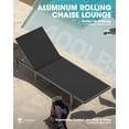 thumbnail image 6 of Aluminum Outdoor Chaise Lounge Chair with Wheels, 5-Position Poolside Lounger, 6 of 8
