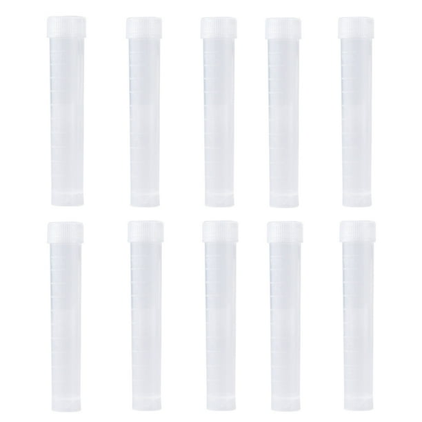EeaseMX 20 tubos de ensayo de plástico de 10 ml, congelados, con tapa hermética y escalas, para hospitales, escuelas y centros educativos (como se muestra)