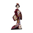 thumbnail image 4 of deevoka Traditional Statue 12in Japanese Kimono Geisha Doll Collectible Statuette Asian Dark Red, 4 of 9