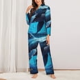 thumbnail image 2 of Honeii Colorful Ocean Whale print Women's Pajama Sets Long Sleeve Button Down Sleepwear Nightwear Soft Pjs Lounge Sets-XX-Large, 2 of 7