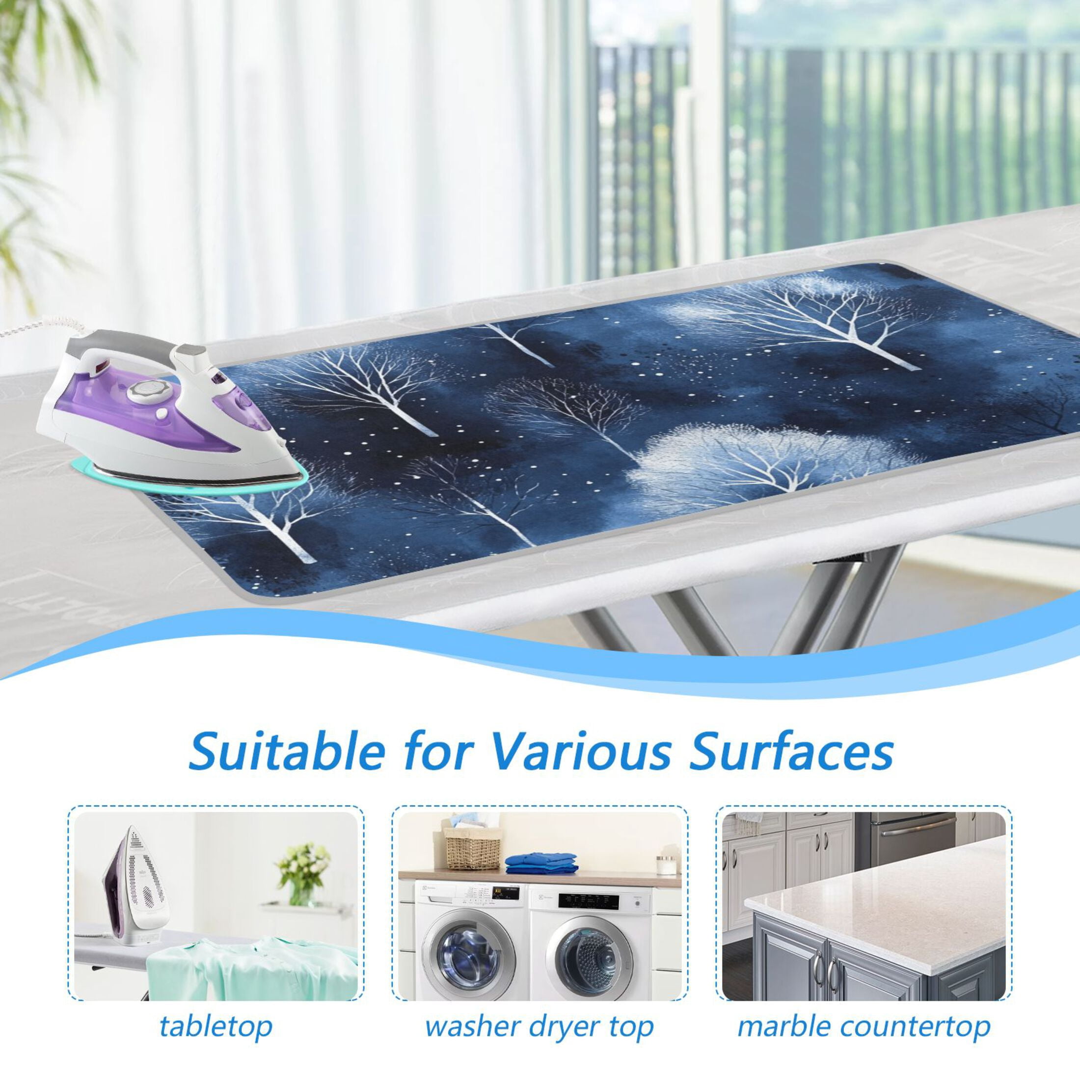 Winter Trees Ironing Board Covers Heat Resistant Ironing Pad Mat Portable for Travel Washer Dryer Table