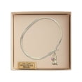 thumbnail image 3 of 7 inch Oval Eye Hook Bangle Bracelet w/ Praying Girl medal charm w/ Rose Swarovski Crystal, 3 of 3