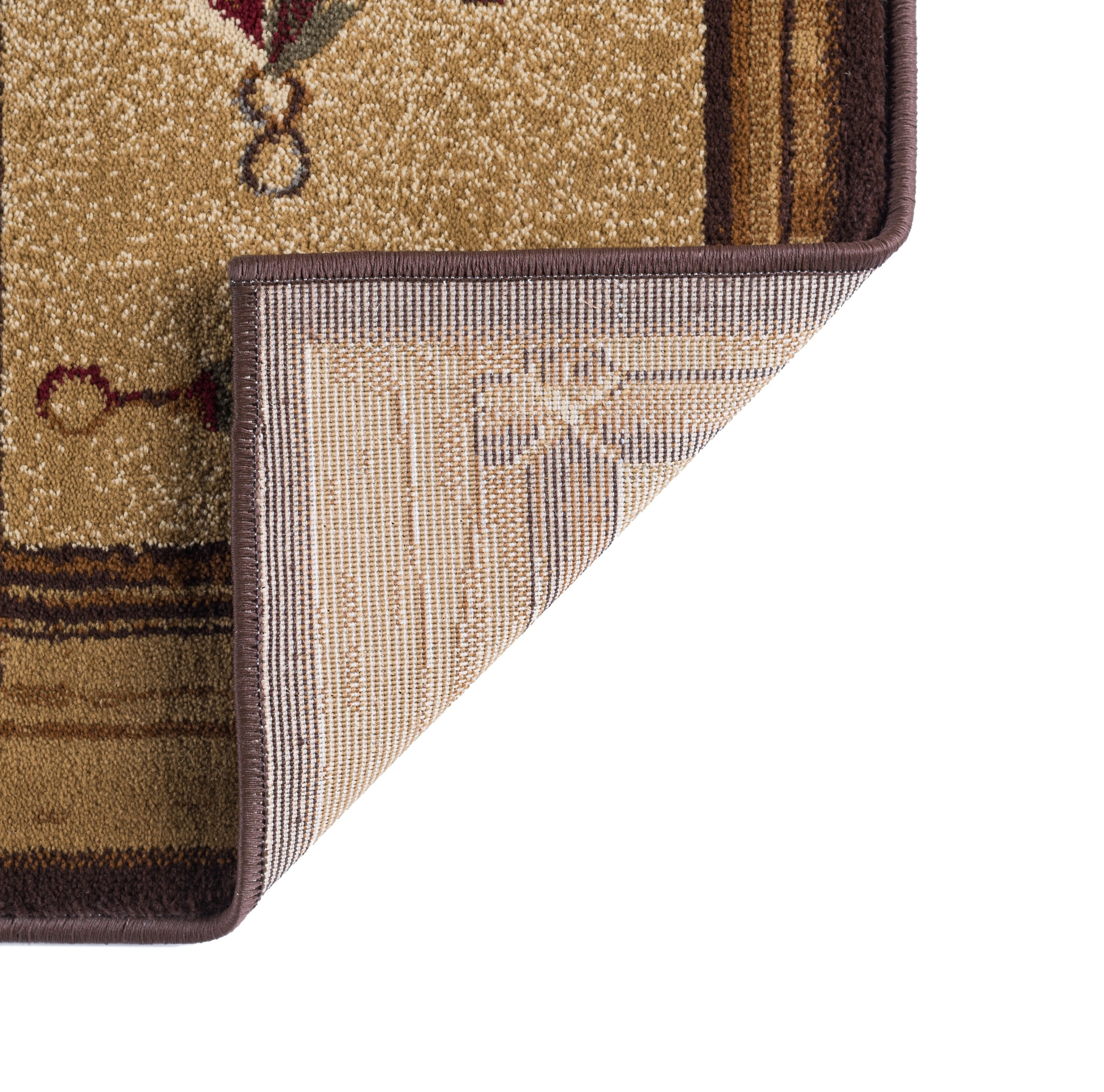Nature Novelty 8' x 10' Ivory and Crimson Polypropylene Indoor Area Rug
