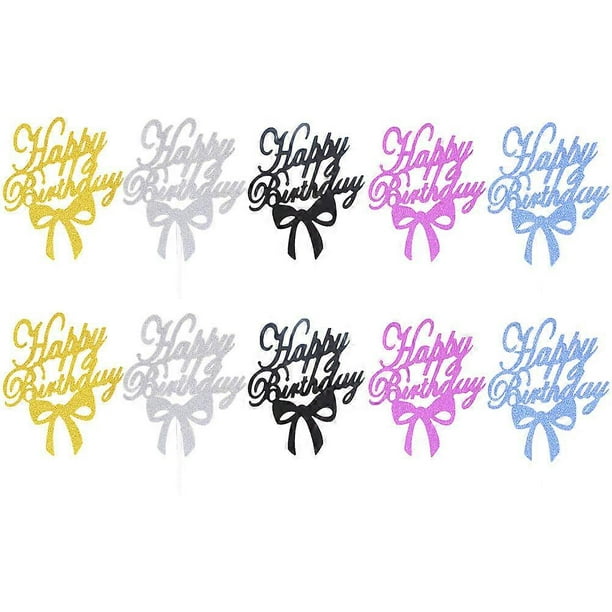 Bowknot Cake Toppers Printing Paper for Cakes Birthday Party Assorted Accessory 25Pcs