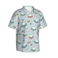 thumbnail image 2 of Balery Spaceship Print Men's Hawaiian Shirts Short Sleeve Beach Shirt Relaxed Fit Vacation Button Down Shirts-, 2 of 9