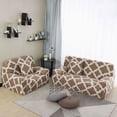 thumbnail image 2 of Unique Bargains 1-Piece Oriental Printed Stretch Loveseat Slipcover, Brown, 2 of 8