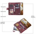 thumbnail image 6 of SaniMore for Samsung Galaxy S24 Wallet Case, Wrist/Crossbody Lanyard, 3D Lattice PU Leather Kickstand Zipper Purse Card Slots Magnetic Clasp Shockproof TPU Shell Anti-drop, Winered, 6 of 10