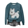 thumbnail image 4 of Women Fashion Sweatshirt Cute Dog Pullover Round Neck Outfits Winter Fleece Clothing Long Sleeve Shirts Casual Garments Thicken Warm Pullovers, 4 of 5