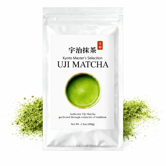 JEAU CHAU Premium Uji Matcha Powder from Kyoto, Japan (3.5oz/100g. 50 servings per bag) Vivid Green Ceremonial Quality Taste, for Lattes & Baking