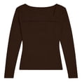 thumbnail image 4 of Aoiroe Womens Ribbed Long Sleeve Shirts Cutout Slim Fit Tee Trendy Top Fall Fashion 2025 Going Out Tshirts Y2K Clothes Brown M, 4 of 4