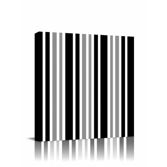 Canvas Print Wall Art Gray Black Stripe Minimalist Vertical Stripes Modern Art Framed Canvas Art Wall Decor Pictures Painting Morden Artwork for Living Room Bedroom, Ready to Hang, 16"x16"