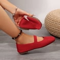 thumbnail image 5 of Rokment Ballet Flat Dress Shoes for Women Ladies 2026 Spring Fall Fashion Casual Knit Square Toe Low Heel Slip on Loafers Walking Driving Sneakers Red Size 9, 5 of 8